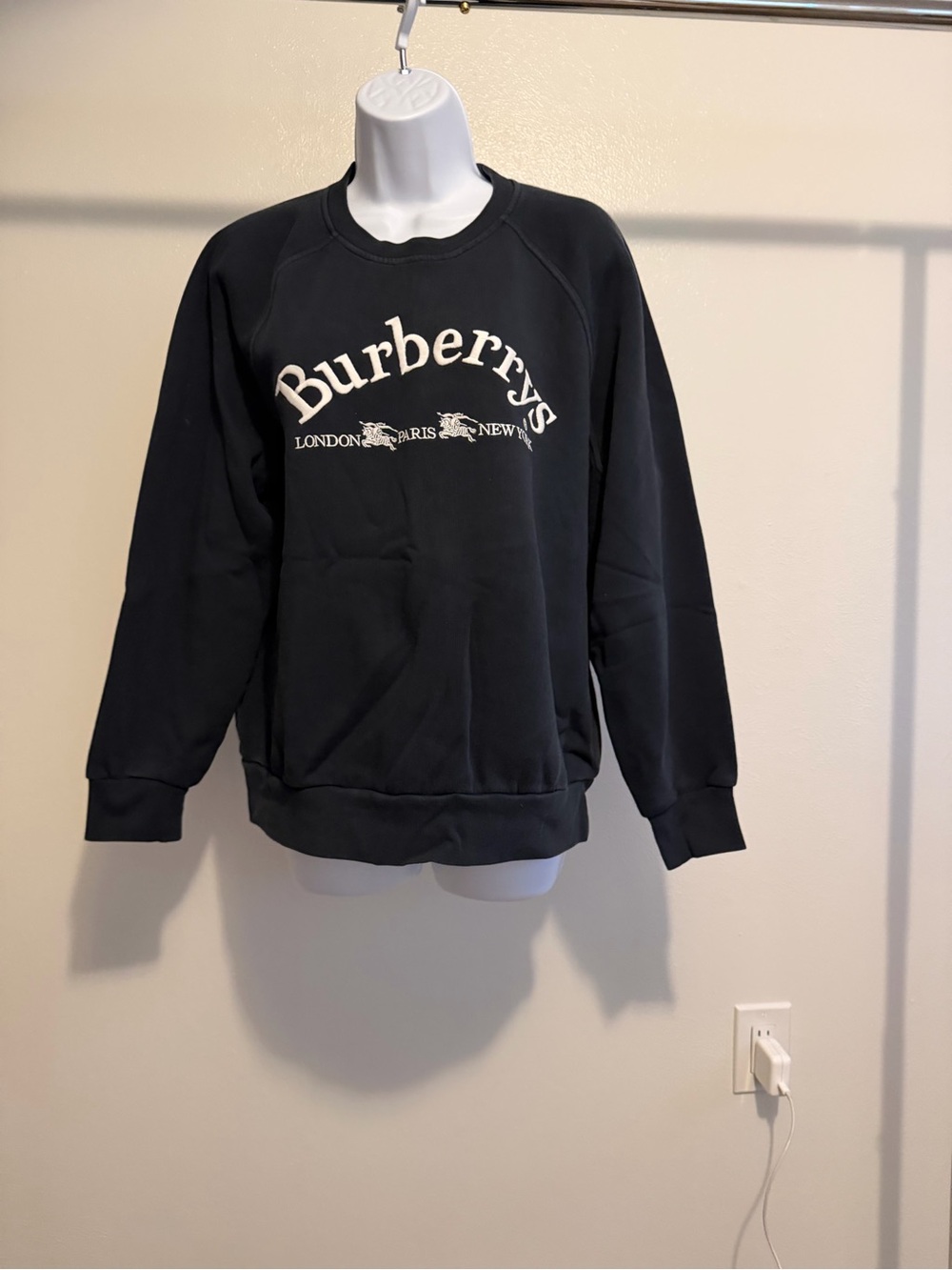 Burberry Black Crewneck with White Script Logo
